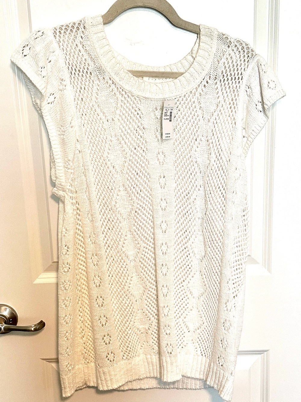NWT Maurices Ivory Eyelet Open-Knit Sweater Top XL